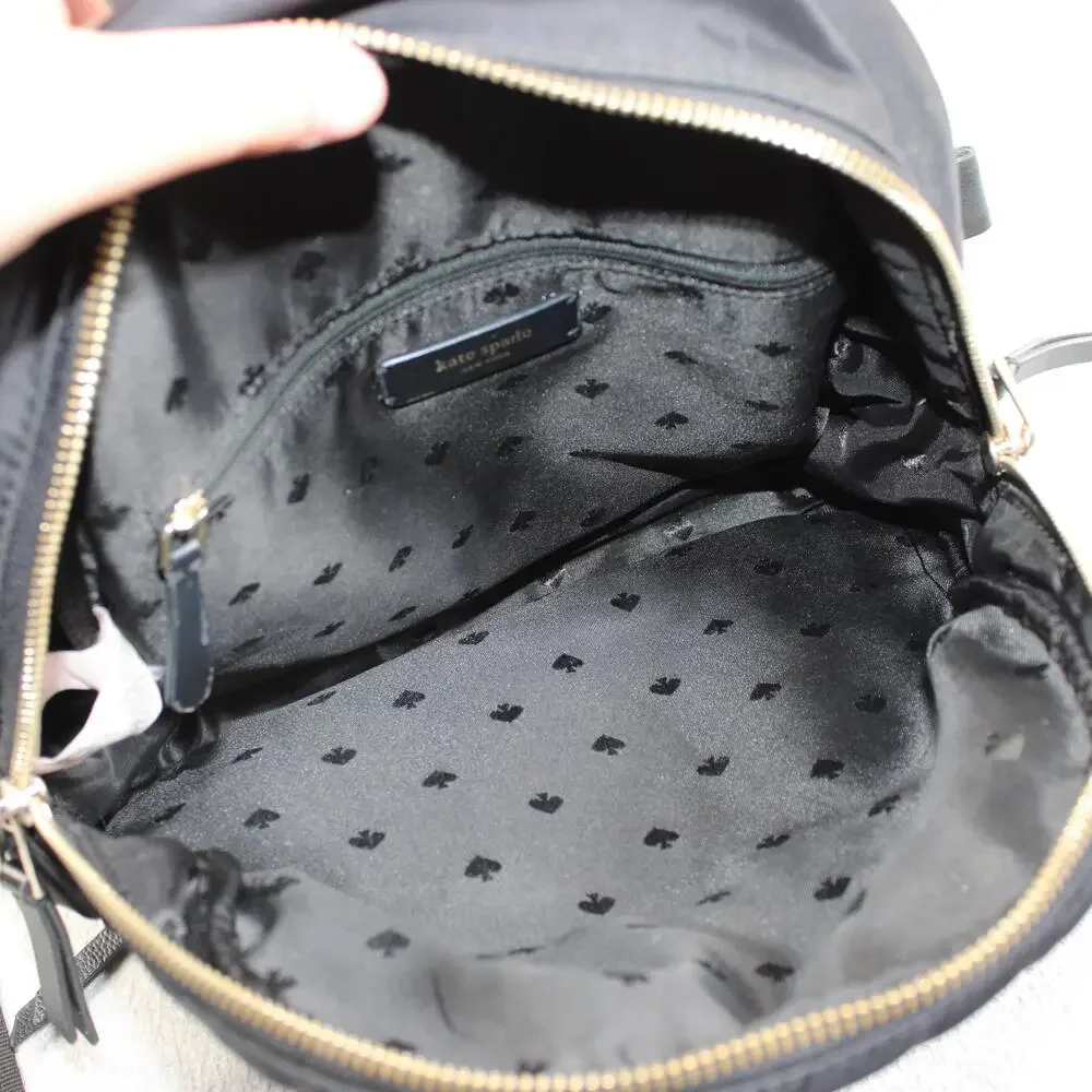 Kate Spade Backpack Women Small Black Nylon Mini Bag Gold Zip Casual Travel READ